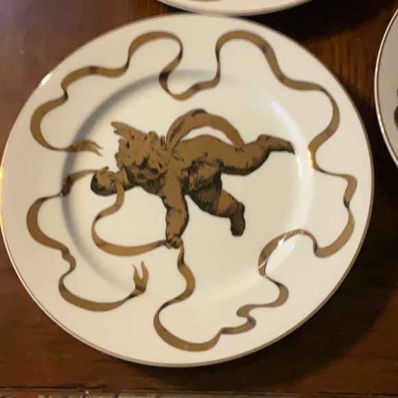 Vintage Neiman Marcus Gold Gilded Cherub Salad Plates - Picture 1 of 5